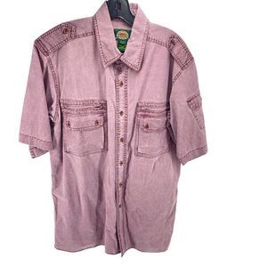 Cabela's Mens Button Down Shirt Short Sleeve Outdoor Gear Wash Red Large Tall